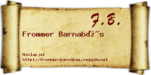 Frommer Barnabás névjegykártya